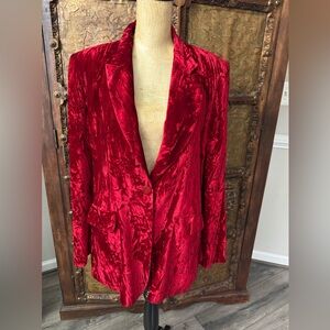 Charles Gray Red Velvet Blazer Jacket - Women 14